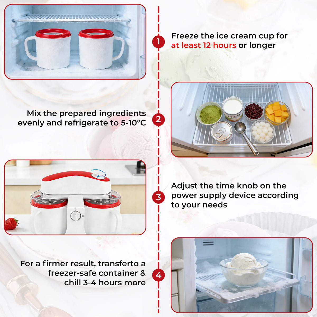 PUKOMC™ Dual-Bowl Ice Cream Maker