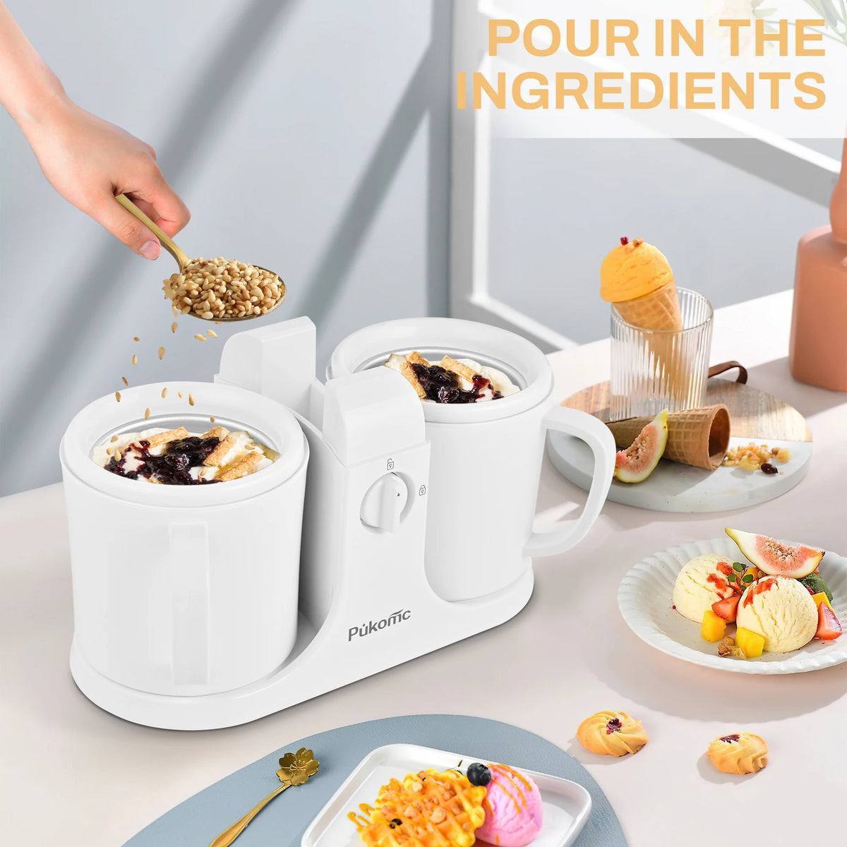 PUKOMC™ Dual-Bowl Ice Cream Maker