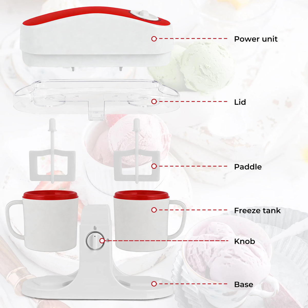 PUKOMC™ Dual-Bowl Ice Cream Maker