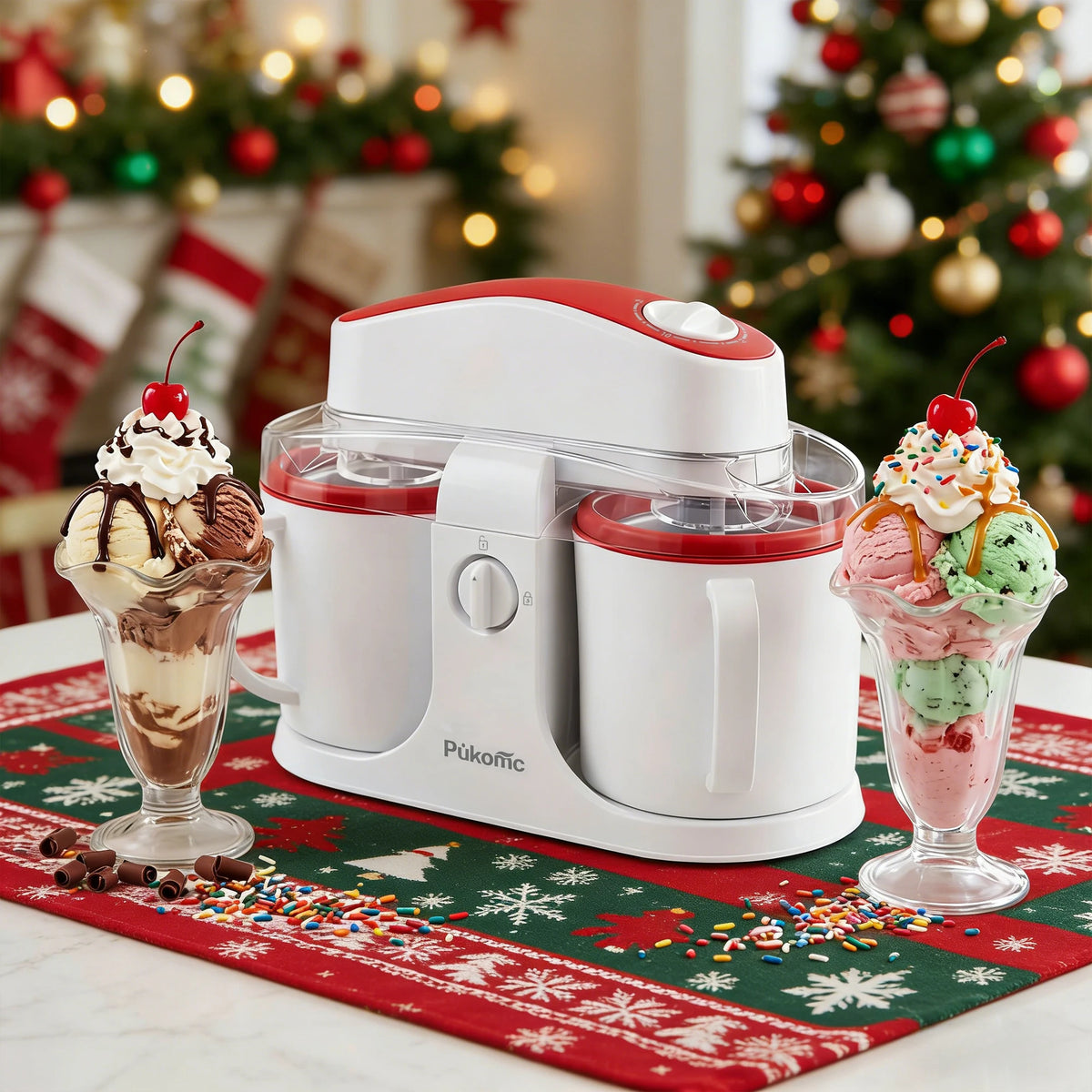 PUKOMC™ Dual-Bowl Ice Cream Maker