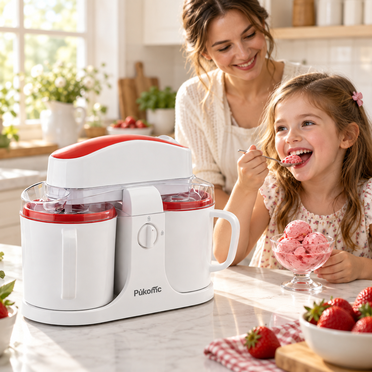 PUKOMC™ Dual-Bowl Ice Cream Maker